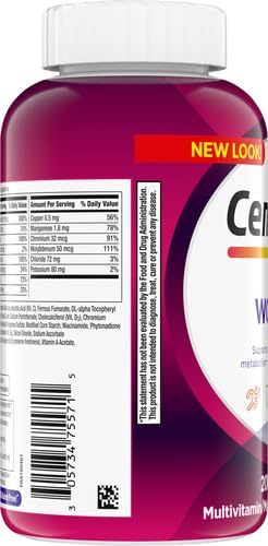 Multivitamin Tablet for Women, Multivitamin/Multimineral Supplement with Iron, Vitamin D3, B Vitamins and Antioxidant Vitamins C and E, Gluten Free, Non-GMO Ingredients - 200 Count