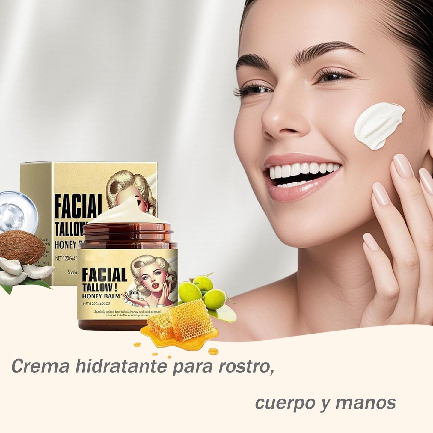 Cebo de Res para la Cara, Bálsamo de miel de sebo
