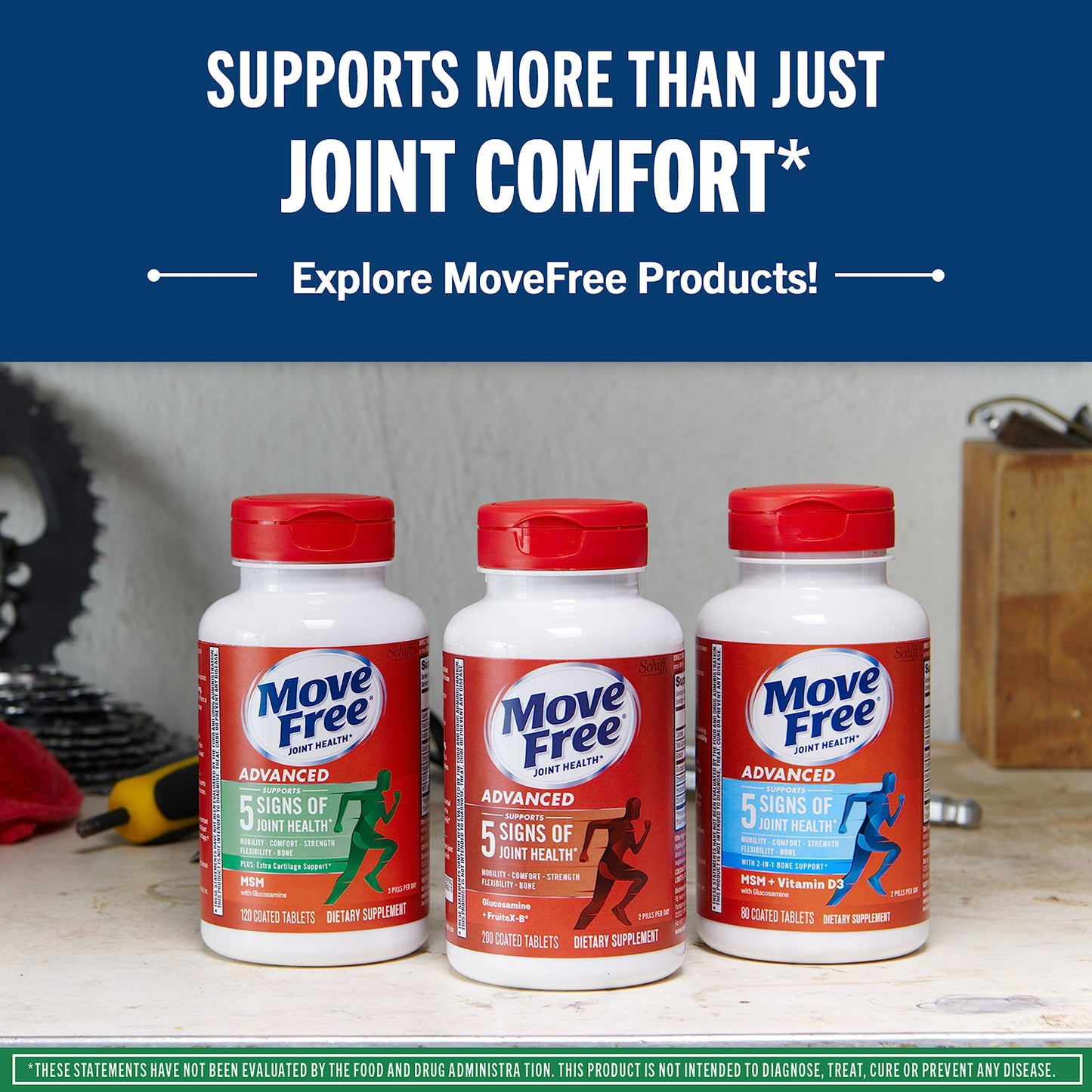 Advanced Glucosamine Chondroitin MSM Joint Support Supplement, Supports Mobility Comfort Strength Flexibility & Bone - 120 Tablets (40 servings)*
