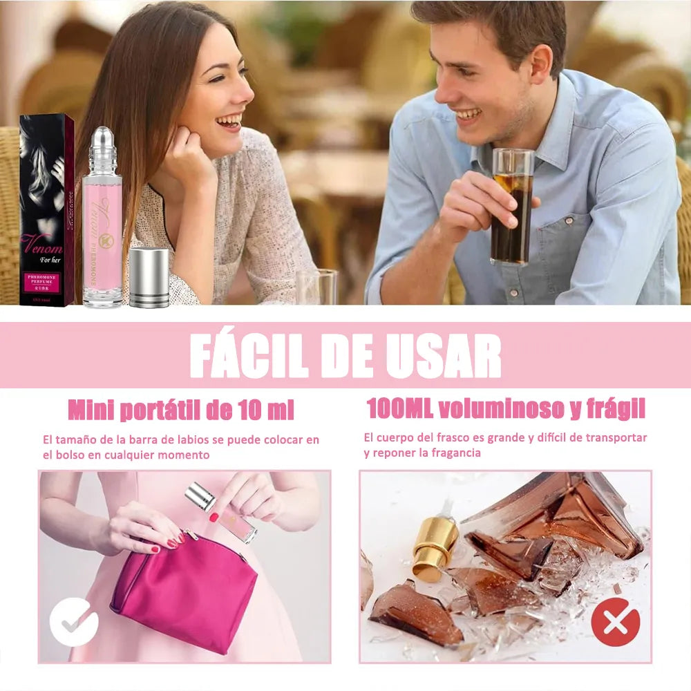 Glamour Roll-On para hombres y mujeres Perfume de feromonas fresco y natural de larga duración 10 ml