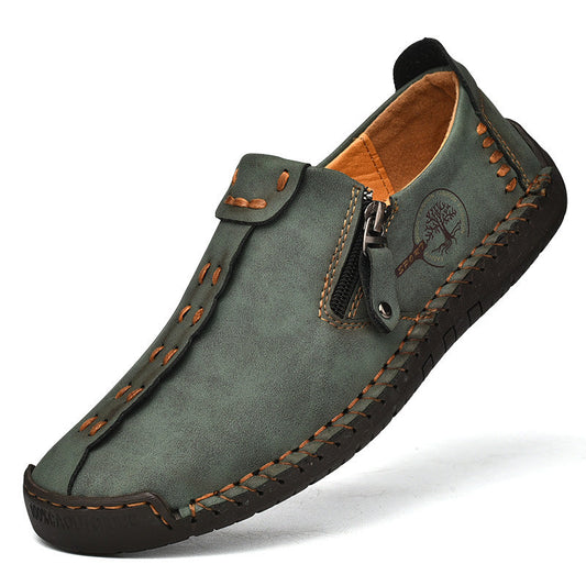 Mocasines hombre con paneles de piel estilo vintage