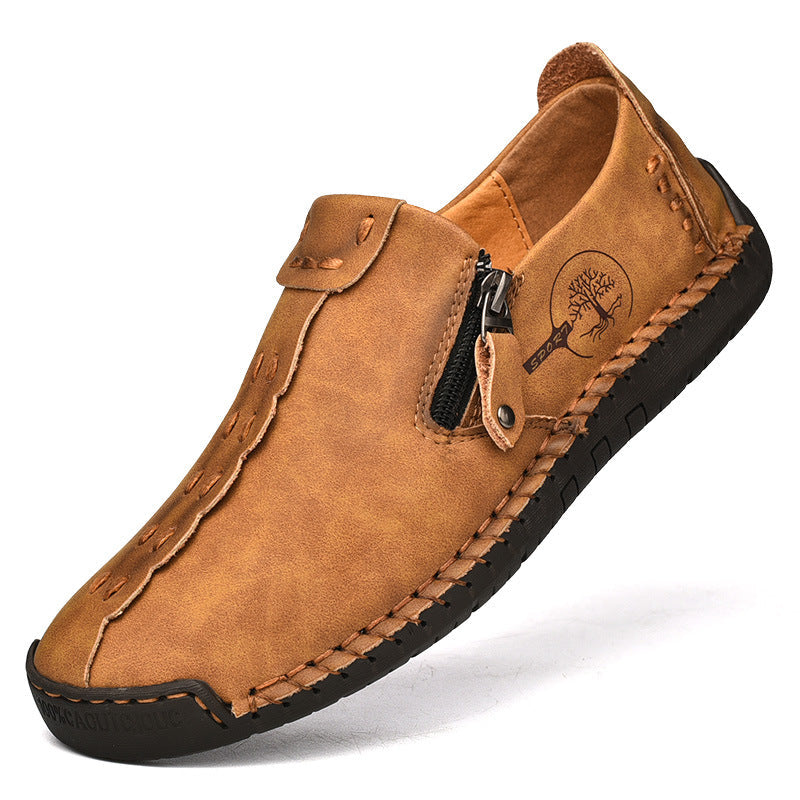 Mocasines hombre con paneles de piel estilo vintage