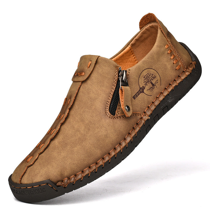 Mocasines hombre con paneles de piel estilo vintage