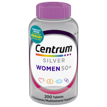 Silver Women's Multivitamin for Women 50 Plus, Multivitamin/Multimineral Supplement with Vitamin D3, B Vitamins, Non-GMO Ingredients, Supports Memory and Cognition in Older Adults - 200 Ct