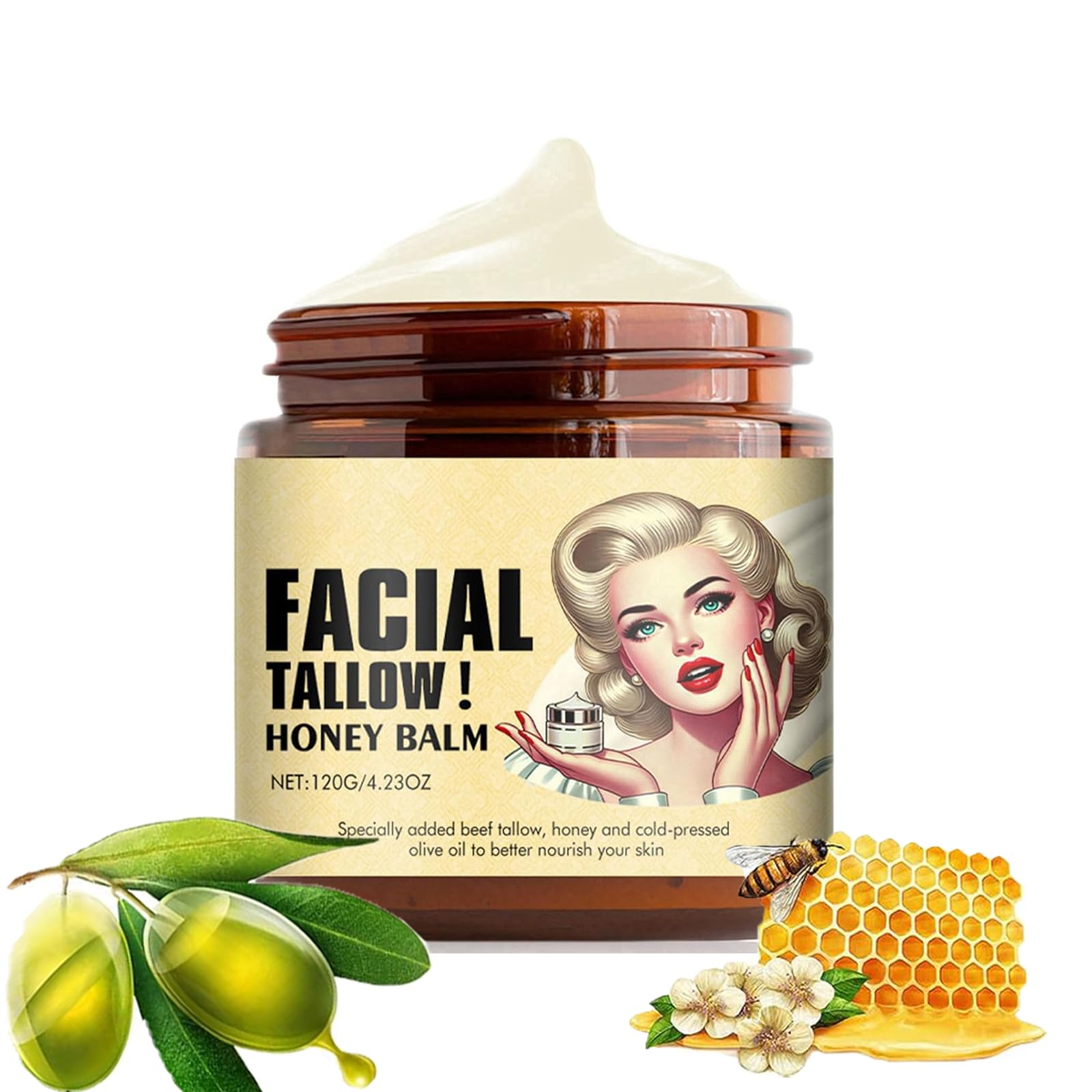 Cebo de Res para la Cara, Bálsamo de miel de sebo