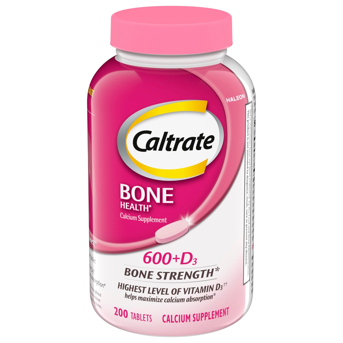 600 Plus D3 Calcium and Vitamin D Supplement Tablets, Bone Health Supplements for Adults - 200 Count