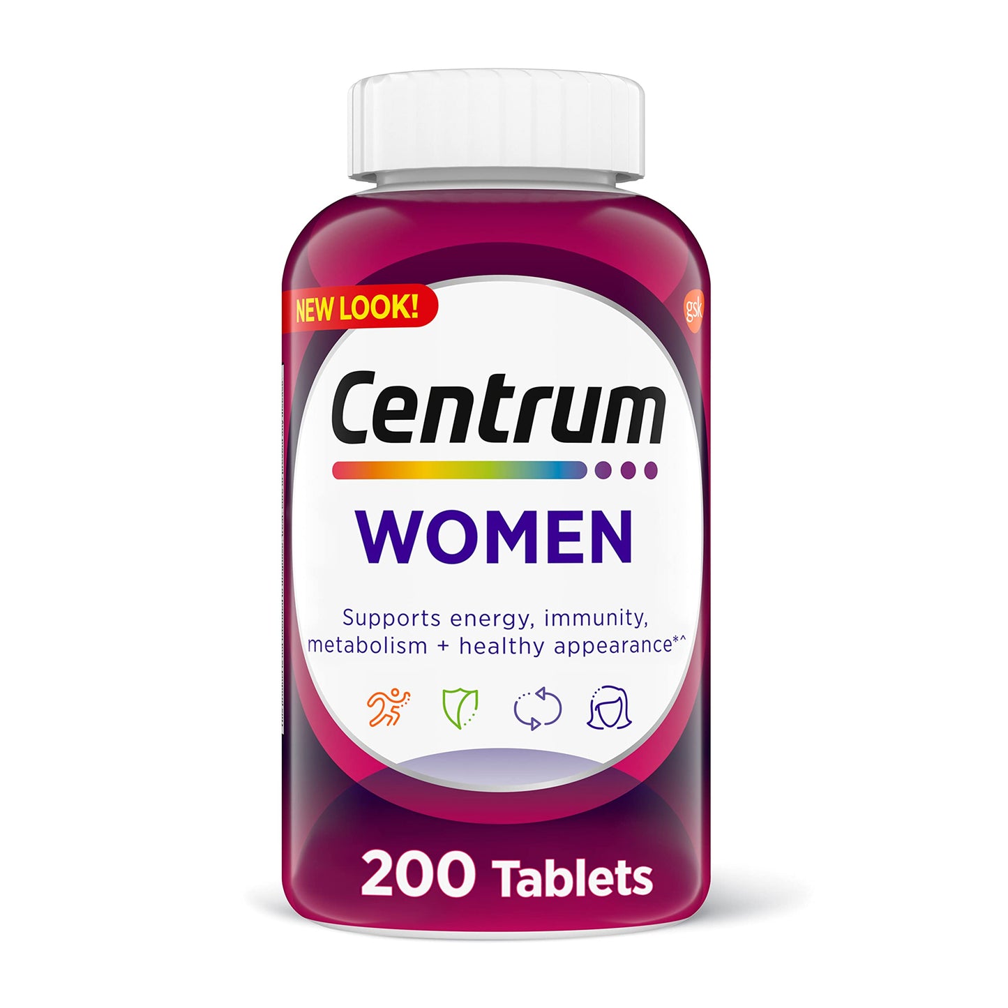 Multivitamin Tablet for Women, Multivitamin/Multimineral Supplement with Iron, Vitamin D3, B Vitamins and Antioxidant Vitamins C and E, Gluten Free, Non-GMO Ingredients - 200 Count