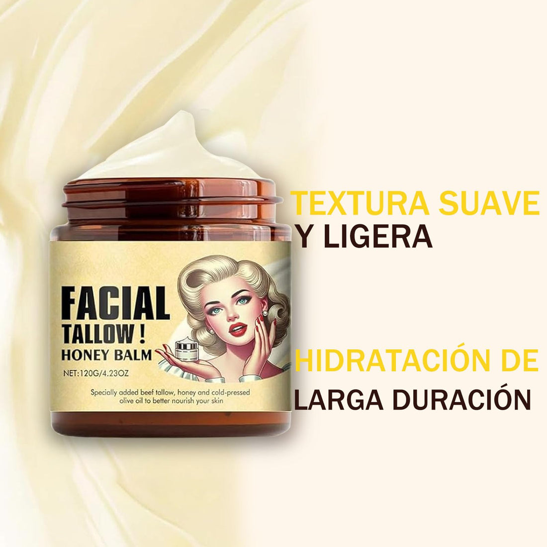 Cebo de Res para la Cara, Bálsamo de miel de sebo