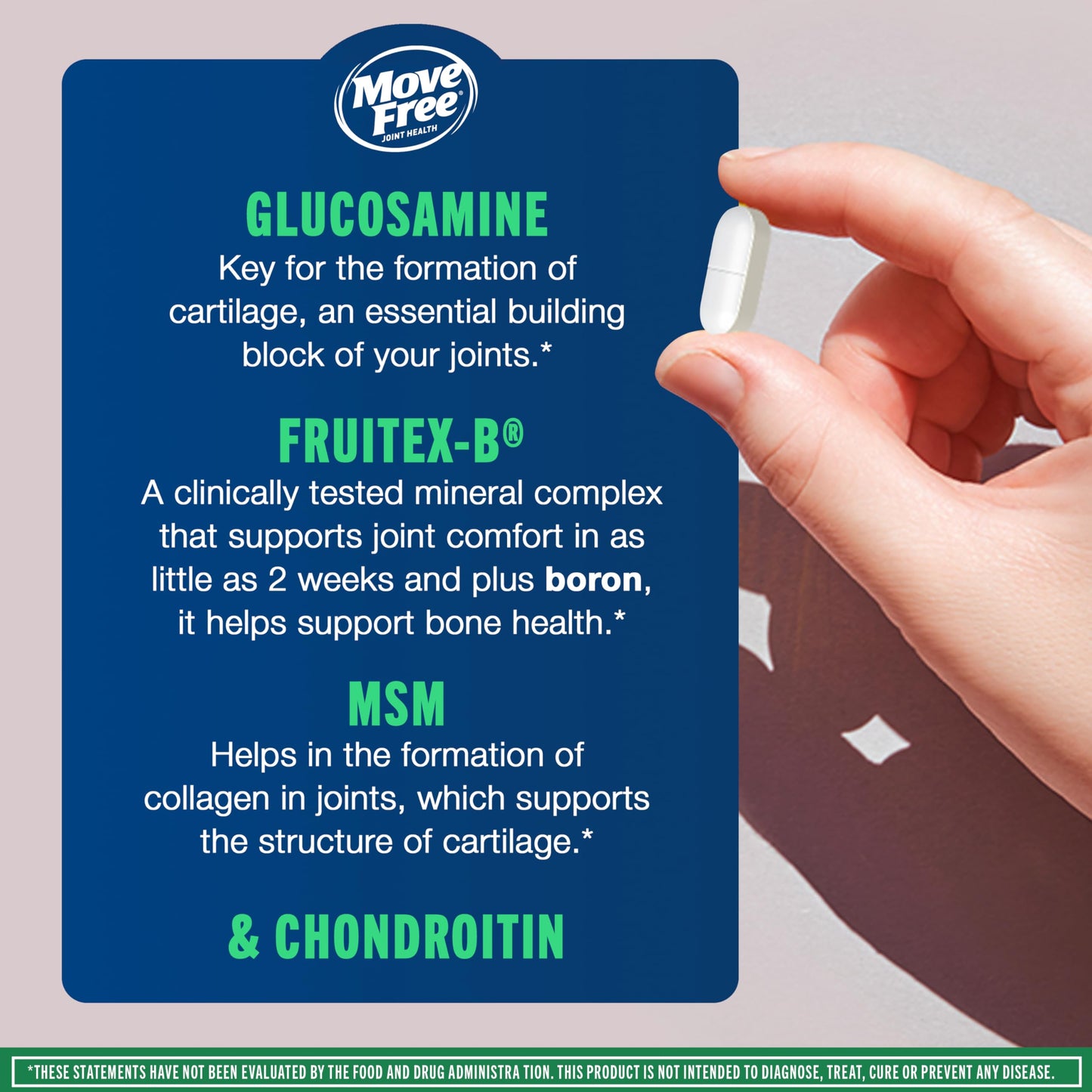 Advanced Glucosamine Chondroitin MSM Joint Support Supplement, Supports Mobility Comfort Strength Flexibility & Bone - 120 Tablets (40 servings)*