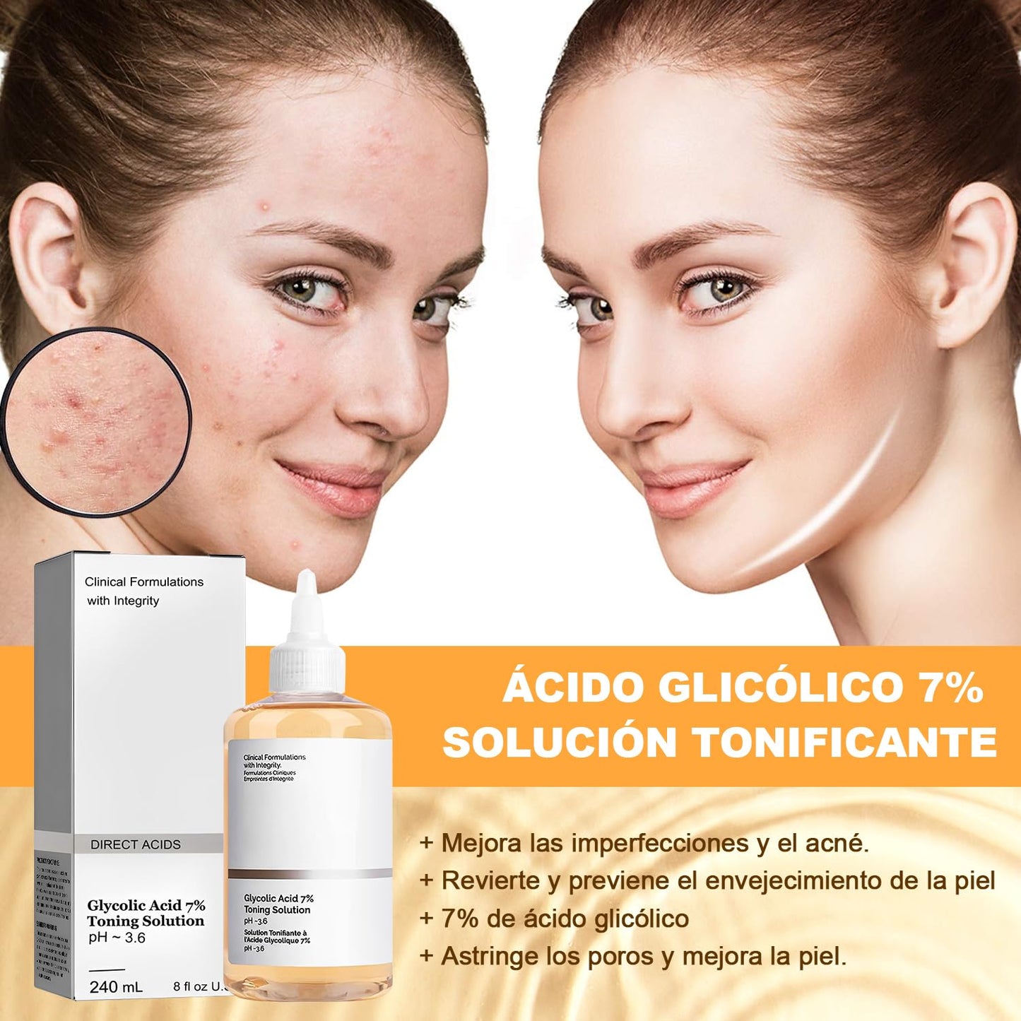 Ácido Glicólico 7% Solución, Exfolia, 240 ml